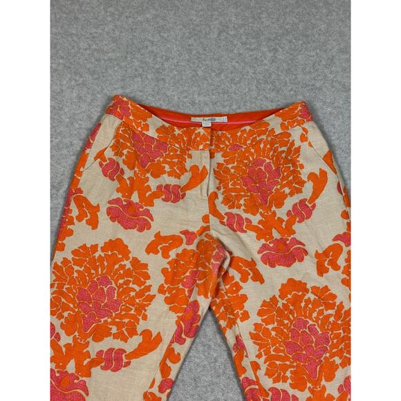 Boden Womens Size 6P Linen Cropped Orange Tan Printed Pants - Picture 10 of 12